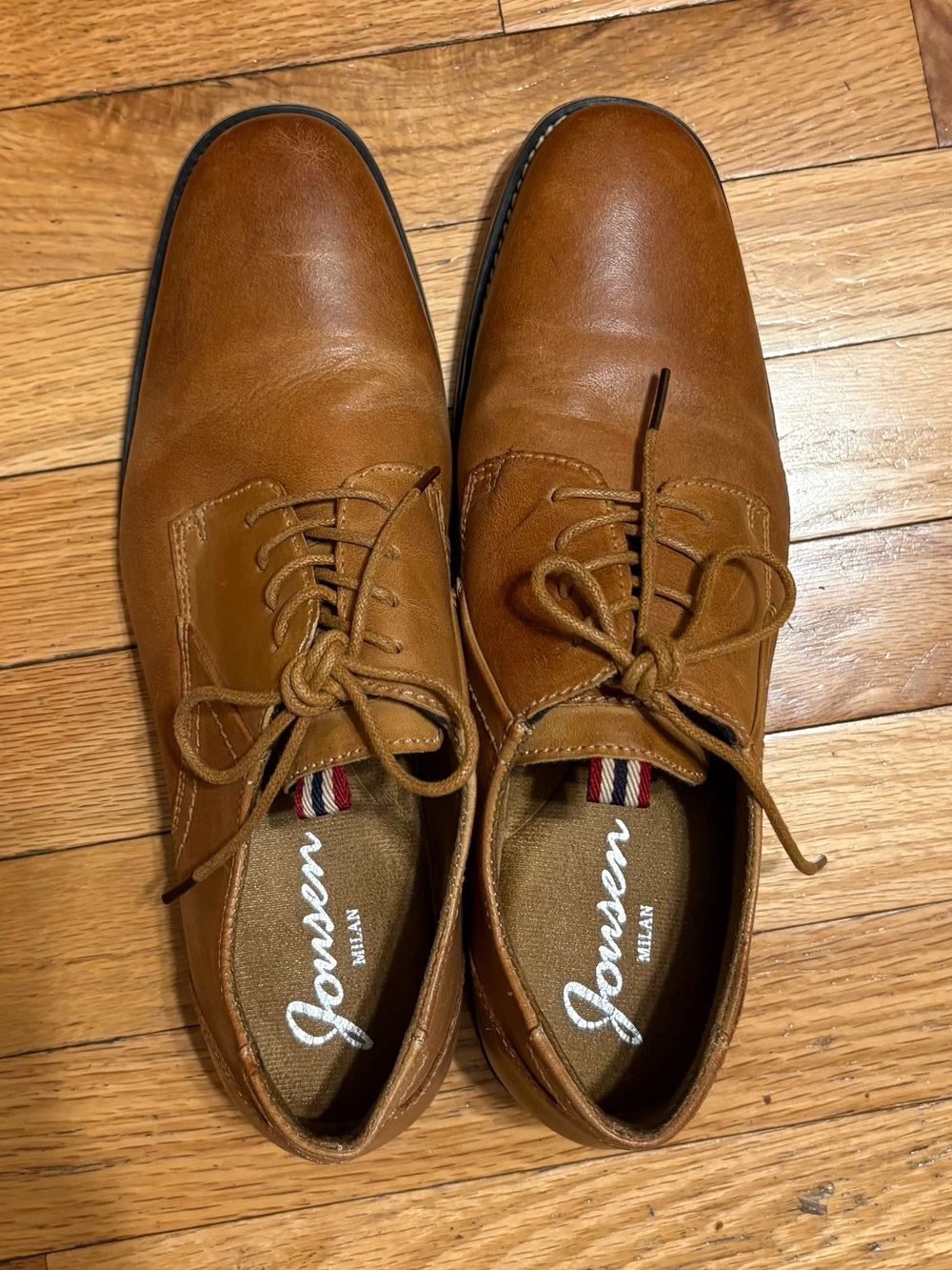 Jousen Milan Men's Tan Leather Lace-Up Dress Shoes